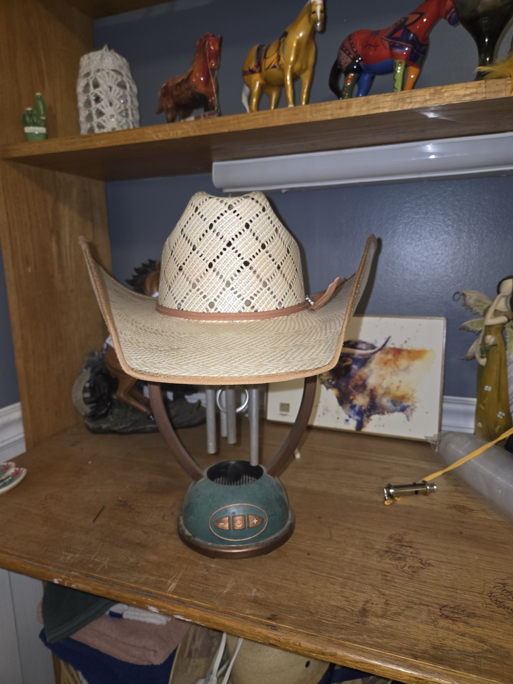 American Hat Company  shantung straw cowboy hat featuring a vente